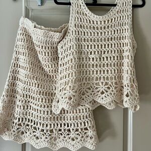 Women's 2 piece crochet skirt and top